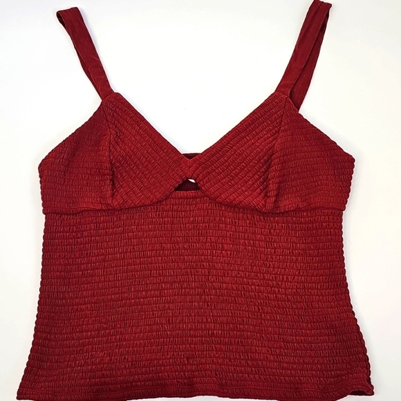 Anthropology Elevated Smocked Twist Front Tank Top Burnt Orange Sz: XL - Picture 6 of 7